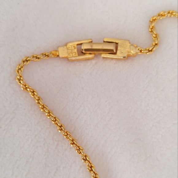 Vintage Givenchy Gold Tone Feather with Rhinestone Necklace - Picture 11 of 12